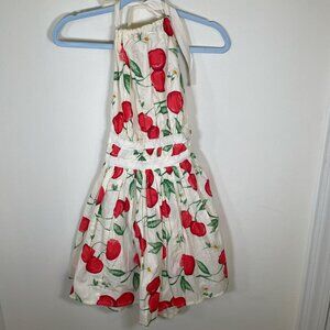 ASOS Design Cherry & Daisy Print 100% Cotton Halter Neck Open Back Mini Dress